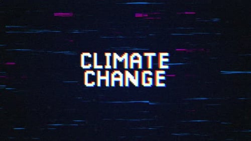 Climate Change Glitch and Retro Text