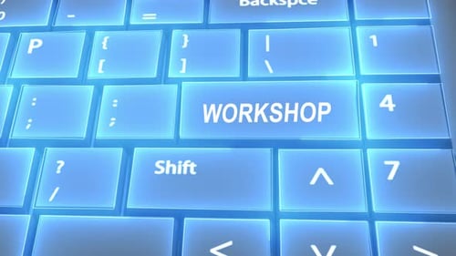 Futuristic Computer Keyboard Workshop Text on Key