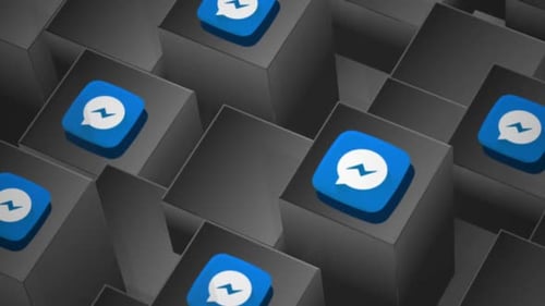 Rotating Messenger App Icons on 3D Cubes Seamless Loop