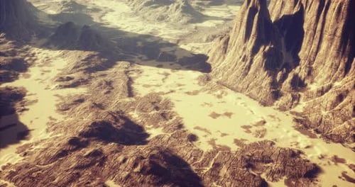 Expansive Desert Landscape with Rugged Mountains and Dry Terrain