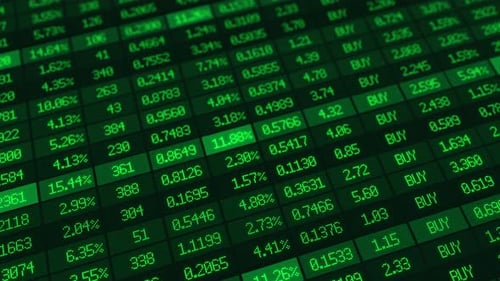 Cours de la bourse en pleine croissance, tendance haussière verte, hausse du graphique en chandeliers du trading sur le Forex