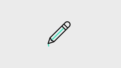 Flat Design Animated Pencil Drawing Line Icon