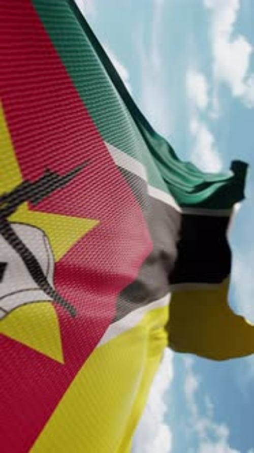 Realistic Mozambique Flag Waving in Slow Motion