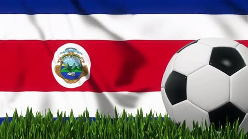 Soccer Background with Costa Rica Flag 4K Looped