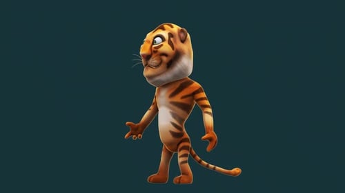 Lustiger 3D-Cartoon-Tiger (inklusive Alpha-Kanal)