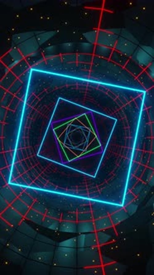 Colorful abstract background with squares in the center. Looped animation
