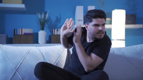 Schizophrenic young man having seizures at home.