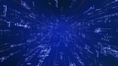 Futuristic Digital Grid Flythrough Abstract Background