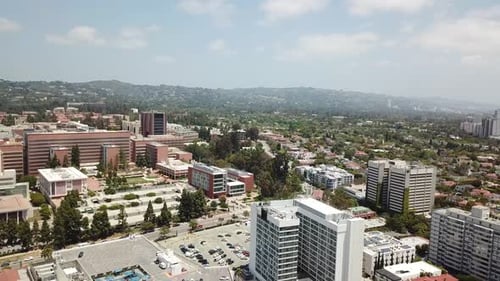 Los Angeles, California Aerial View with the Hollywood Hills and Beverly Hills in the Background on