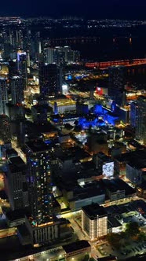 Vast scenery of magnificent Miami, Florida, USA with billions of lights on.