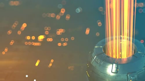 Sci-fi device with energy stream. Modern space technologies concept. Seamless loop