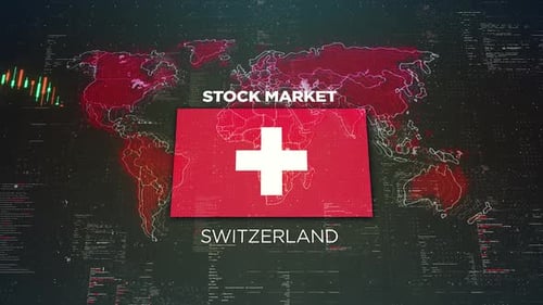 Switzerland Stock Market Chart Background With Flag
