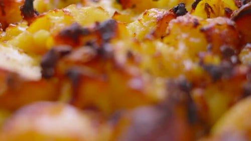 Close Up of Crispy Rustic Roast Potatoes