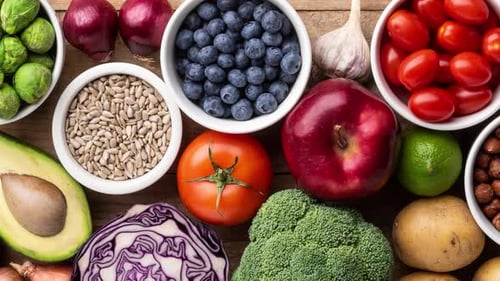 Healthy Fruit and Vegetable Still Life