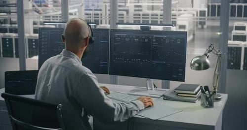 Especialista que coordina remotamente las operaciones del centro de datos