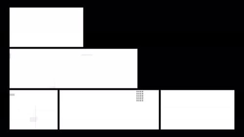 Collage-Kollektion: Glitchscreen-Effekt, der aus rechteckigen Rahmen in einer Stufenformation in einer Schleife besteht