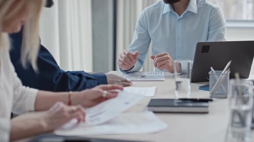 Group Meeting At Corporate Office With Handshake