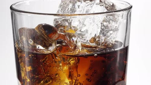 Sparkling Soda with Ice Close Up