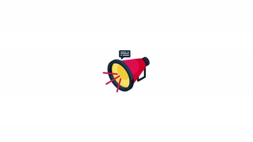 Animated Red Megaphone Icon With Speech Bubble For Announcements