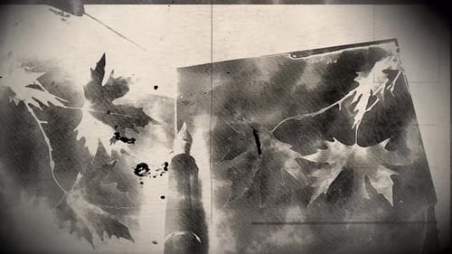 Vintage Grunge Paper Reveal with Leaves and Pen