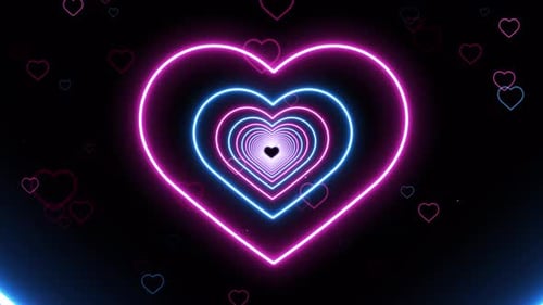 Neon Heart Tunnel Loop Background Animation