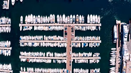 Boats Docked At The Harbor Aerial