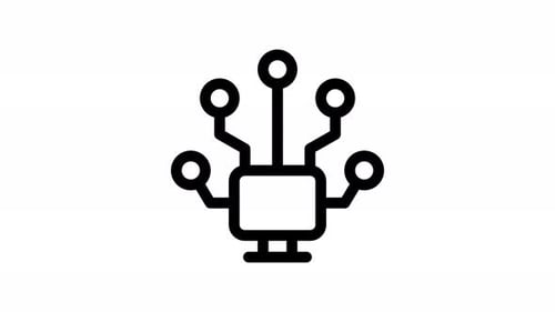 Minimalist Network Connection Data Processing Icon Animation