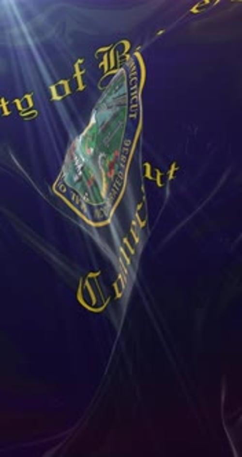 City of Bridgeport Connecticut Flag Waving Vertical Animation