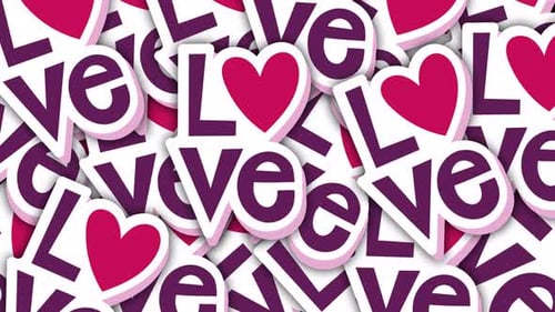 Animated Love Text and Hearts Sticker Reveal