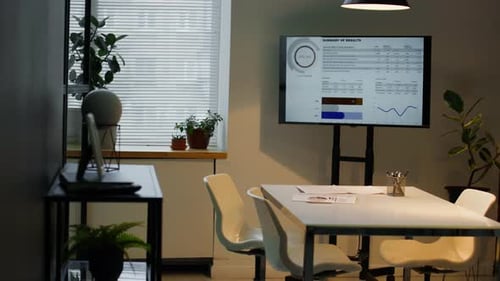 Modern Office Conference Room with Display Monitor
