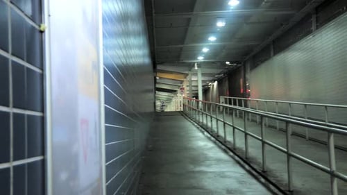 Nighttime empty entrance to bus station.