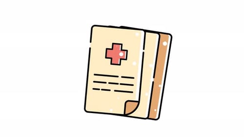 Medical record with a red cross animation icon video design