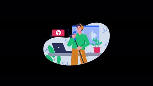 Persona en una videollamada en un espacio de trabajo moderno