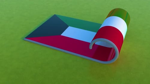 Animated Kuwait Flag Unfurling with Clean 3D Design