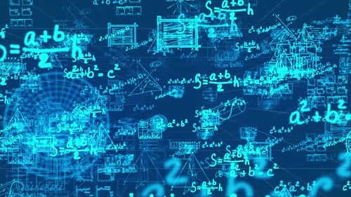 Animated Glowing Science Formulas and Engineering Data Background