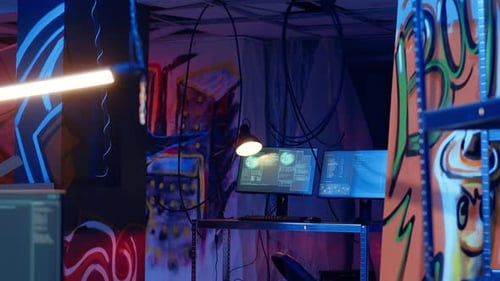 Software Interface on Computer Screens in Empty Criminals Den