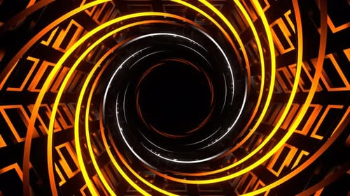 Orange And White Neon Spiral In Hexagonal Lattice Background Vj Loop In 4K