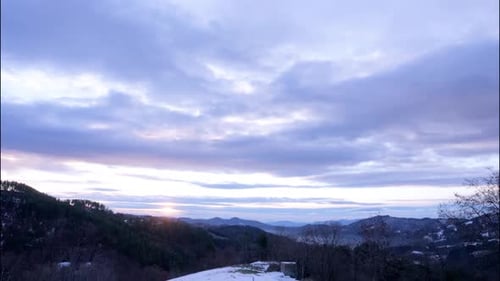 Sunrise in the Rhodope mountain in winter, time lapse