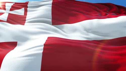 Realistic Waving Flag in Wind with Blue Sky Loop