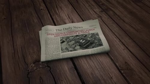 Newspaper Reveal on Wooden Surface