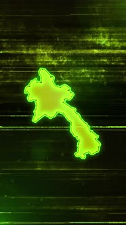 Laos Digital Futuristic Glitch Map - Vertical Video