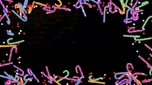 Animated Festive Candy Cane Frame with Sprinkles