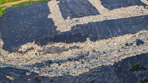 Drone flying over a large pile of garbage. 4k footage