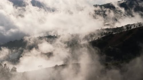 Mountain Ridges Covered With Clouds In Madeira Island