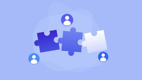 Trabalho em equipe e colaboração com peças de quebra-cabeça.