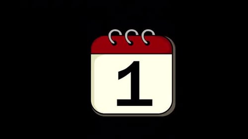 The Calendar Flips From The 1st To The 2nd Of The Month Alpha Channel