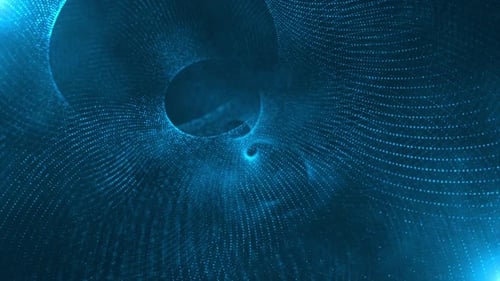 Abstract Digital Particles Loop: Glowing Fluid Tech Background Animation