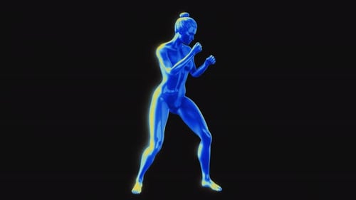 3D Female Boxer Training Animation with Thermal Highlight