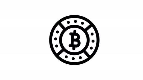 Flat Design Bitcoin Chip Cryptocurrency Icon Animation