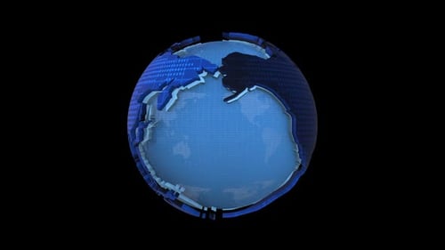 Geometric Digital Earth Globe Breaking Animation